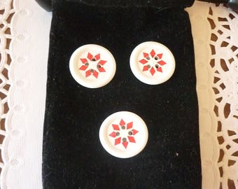 Round buttons, red and White Christmas theme.