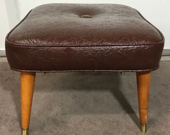 Vintage Foot Stool/Vintage Furniture/Foot Rest/Brown Foot Stool/Foot Stool/Brown Stool