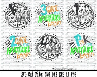 Back to school SVG, School let the adventure begin svg school svg, 1st grade svg, kindergarten svg, teacher svg, school svg, socuteappliques
