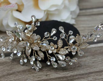 FAST SHIPPING!!! Gold Bridal Hair Comb, Gold Wedding Hair Comb, Crystal Hair Comb, Swarovski Hair Comb, Headpiece, Crystal Headpiece,