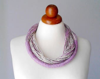 Linen jewelry linen necklace natural fibers neutral colors summer necklace natural linen necklace eco jewelry linen cord necklace emerald