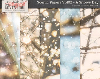 Fairy Lights, Winter Trees, Winter Decor Ideas, A Snowy Day, Digital Backdrop, Instant Download, Digital Scrapbooking Paper, Let It Snow