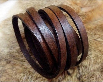 Brown leather wrap bracelet/cuff - ladies/mens - Black bracelet - handcrafted by A9 Design