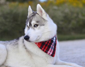 Plaid Dog Bandana - Dog Scarf - Dog Bandana Over the Collar - Flannel Dog Bandana - Cute Dog Bandana - Gifts for Dogs - Pet Accessories