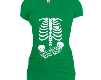 maternity clothes, halloween maternity, pregnant skeleton shirt, pregnant costumes, skeleton baby shirt, twins t shirt, twins t shirts store