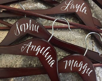 Bridesmaid Hanger, Hand-Lettered, Personalized, Customized, Bridesmaid Gift, Wedding Dress Hanger
