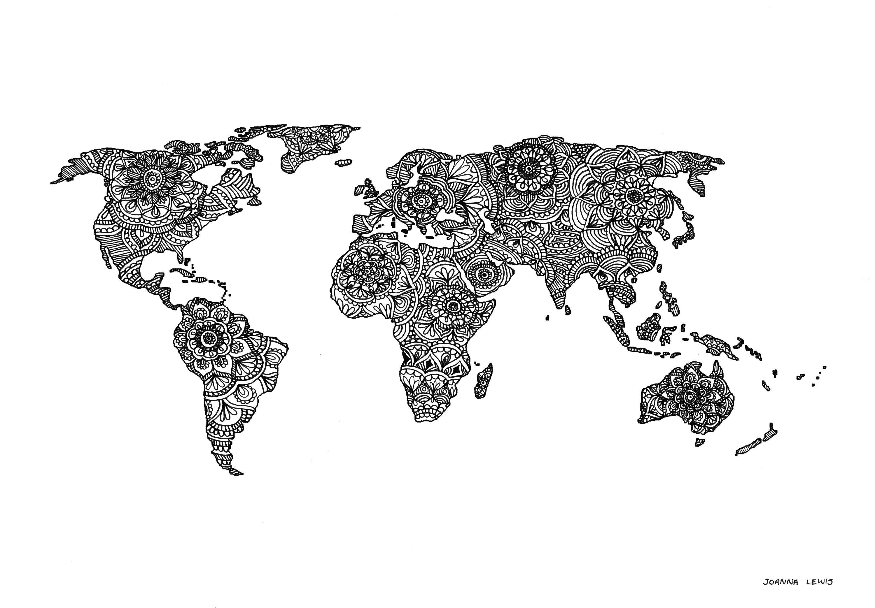 MANDALA WORLD MAP print/poster