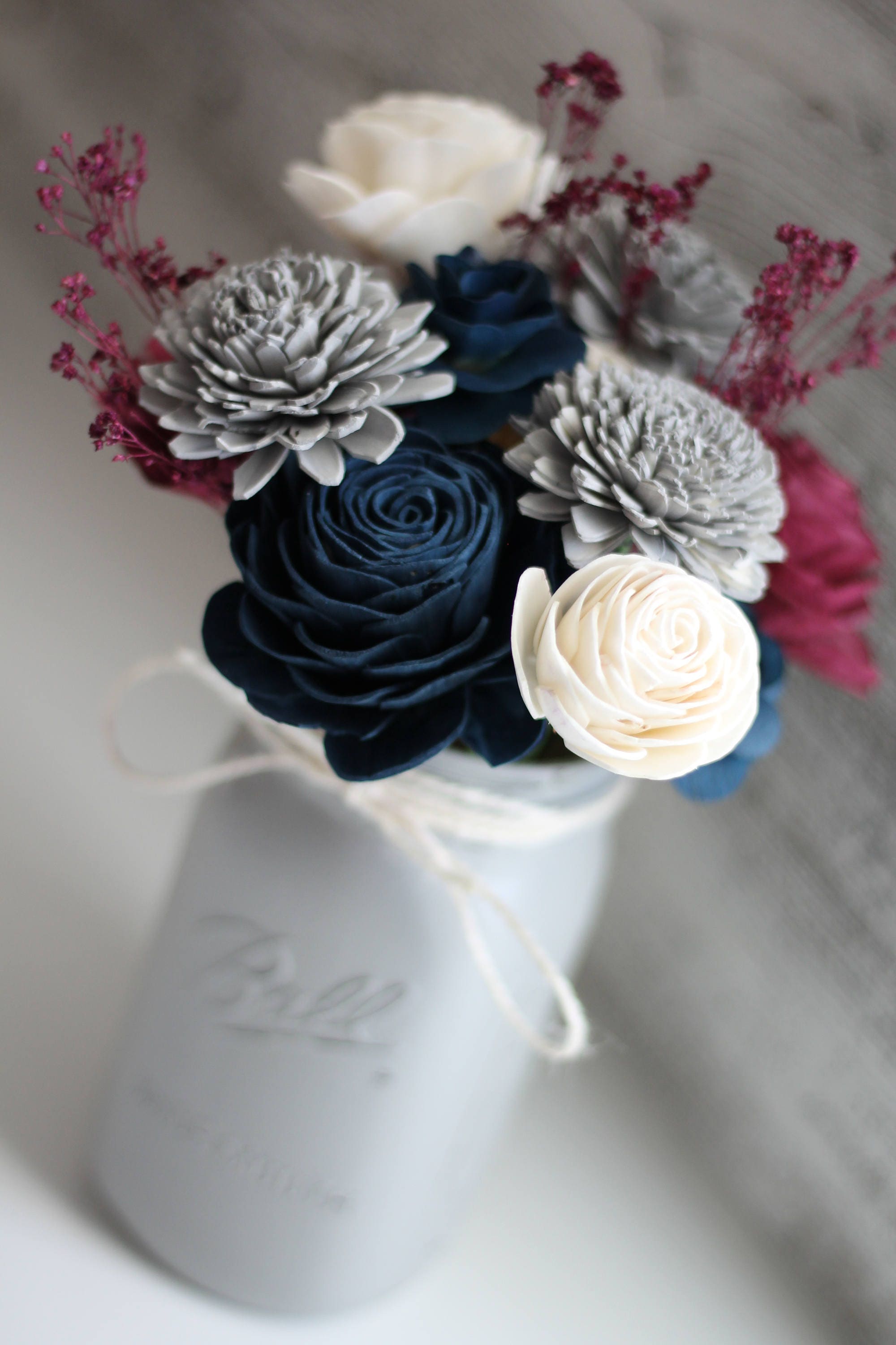 Navy Wooden Flower Arrangement Farmhouse Flourish Collection