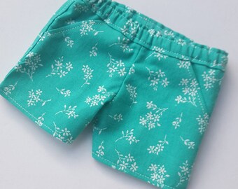 18 inch doll clothes teal floral shorts
