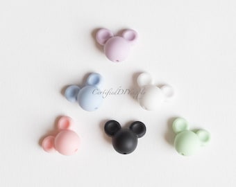 2 Certified Silicone Beads/ Silicone Mickey Mouse Bead/ Certified Silicone Bead/ Silicone Beads/ Silicone Teething Beads/ Mickey Mouse Beads