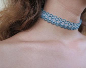 Choker in ONDA - Choker- Blue- Necklace- Jewerly- Handmade