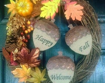 Fall Wreaths For Front Door, Fall Wreath, Fall Wreathes, Fall Wreaths And Swags, Acorn Wreath, Fall Decor, Fall Decorations For Front Door