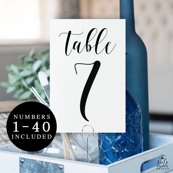 Elegant table numbers printable Table numbers 1-40 Modern