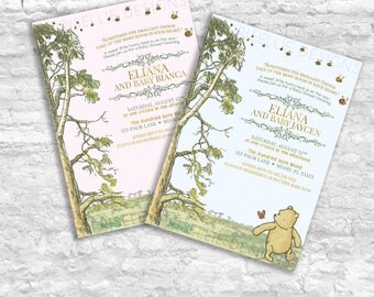 Winnie the Pooh Baby Shower Invitation, Classic Winnie the Pooh Baby Shower Invitation, Storybook Baby Shower Invitation, Winnie the Pooh