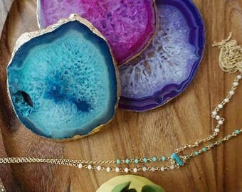 Party Agate Coasters - ASSORTED - Sets of 2/4/6+ - Housewarming gift - Bridal gift - Home- Home Decor- Wedding