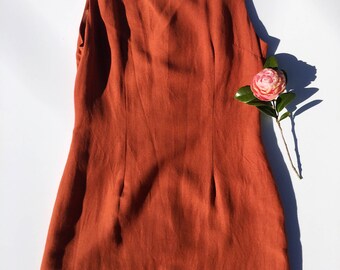 90s Rust Linen Mini Dress