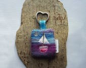 Boat Keychain, Keyring, Handmade, Felt, Keyfob, Key Holder, Bag Charm, Ship, Fishing, Sailing, OOAK