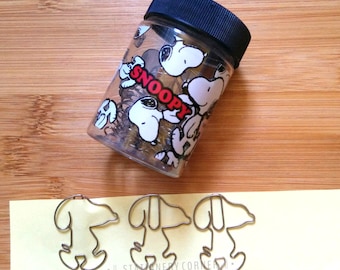 Snoopy Metal Paper Clips Set w/ Original Container // Peanuts Stationery Paperclips Binder TN Dog Puppy Animal Comic Zakka Kawaii Clip /