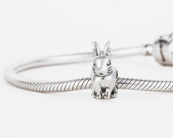 Bunny Charms for Bracelet | Silver Jewellery, Easter Charms for Bracelet, Gift for Her Rabbit Charm, Silver Delicate Jewellery Gift