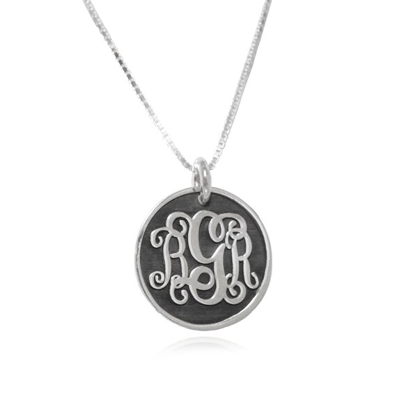 monogram necklace pendant silver initial necklaces for women