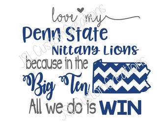 Penn State SVG, eps, DXF, png Cut Files for Silhouette, Cricut, Vectors, Nittany Lions, Football, College, Sports, Big Ten, Chevron State