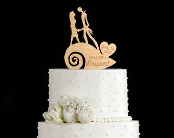 Nightmare before christmas wedding cake topper,jack skellington and sally cake topper,jack sally topper,jack and sally wedding toppers,52316