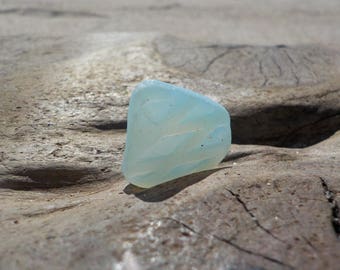 Genuine turquoise, aqua blue Textured smoothed Sea Glass-Size 0.8" -Rare Sea Glass-Pendant size sea Glass#455#