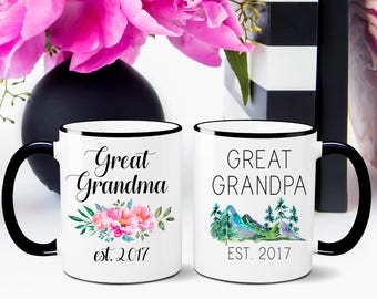Great Grandparent Mugs, Pregnancy Reveal To Grandparents, Pregnancy Announcement, New Grandparents, Great Grandma, Great Grandpa, Mug Set