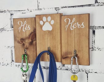 His hers key rack, key and lead rack, rustic wall key hook, lead holder, his hers sign, housewarming gift, dog lead holder, key hook