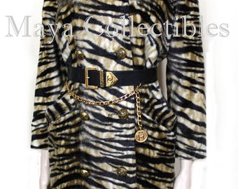 Vintage Leopard Faux Fur Coat by Safari La France Animal Print S/M