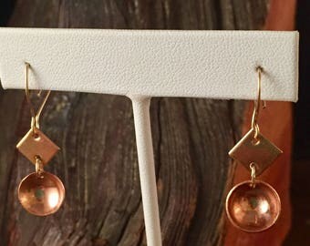 Brass and Copper Bowl Earrings