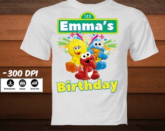 Printable Sesame Street Birthday Shirt Sesame Street Iron on Transfer Image-DIY Digital Sesame Street Transfer iron shirt-DIGITAL Download
