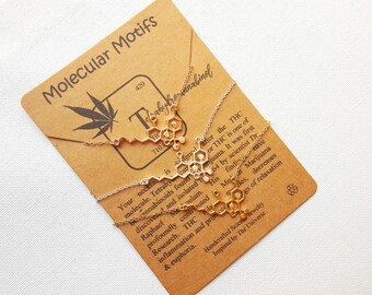 Happy High THC Cannabis Medical Marijuana CBD Pot Weed Molecule Science 420 Gift Necklace