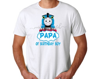 Thomas the Train and Friends Papa Dad Father of Birthday Boy Custom Cotton Tshirt Tee
