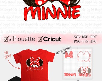 Minnie Ears SVG, Minnie with Bow Iron-on, Minnie Bow Cutting File, Disney Tshirt, DIY Distey Shirt, Disney Vacation diy T-shirt