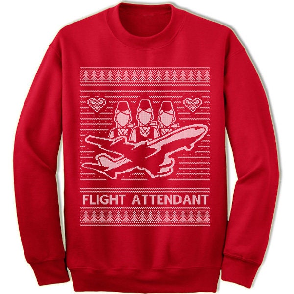 Flight Attendant Ugly Christmas Sweater. Gift. Air Plane. Ugly