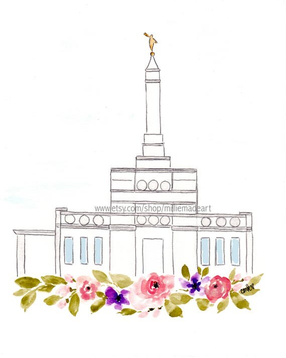 Birmingham Alabama LDS Temple Watercolor Families are Forever