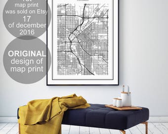 Denver Map, Denver Colorado Map, Denver Map Print, Colorado Map, United States Map Print, Denver Colorado Black and White Map