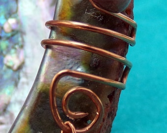 Vidar- cuff/climber with rhodonite stone, goldstone handmade copper wire, non-piercing, bohemian, gypsy, cosplay, artisan style dangle