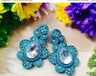 ON SALE Soutache/ Handmade earrings/ Boho chic earrings/ women earrings/blue earrings/ Stud earrings/Soutache earrings/Soutache