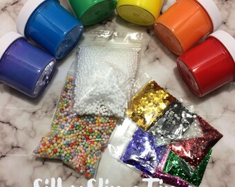 Fluffy Rainbow Slime Bundle - (set of 6) EXTRAS INCLUDED - Slime Package, Slime Collection - Fluffy Slime/Putty Party Favors Therapy Tool