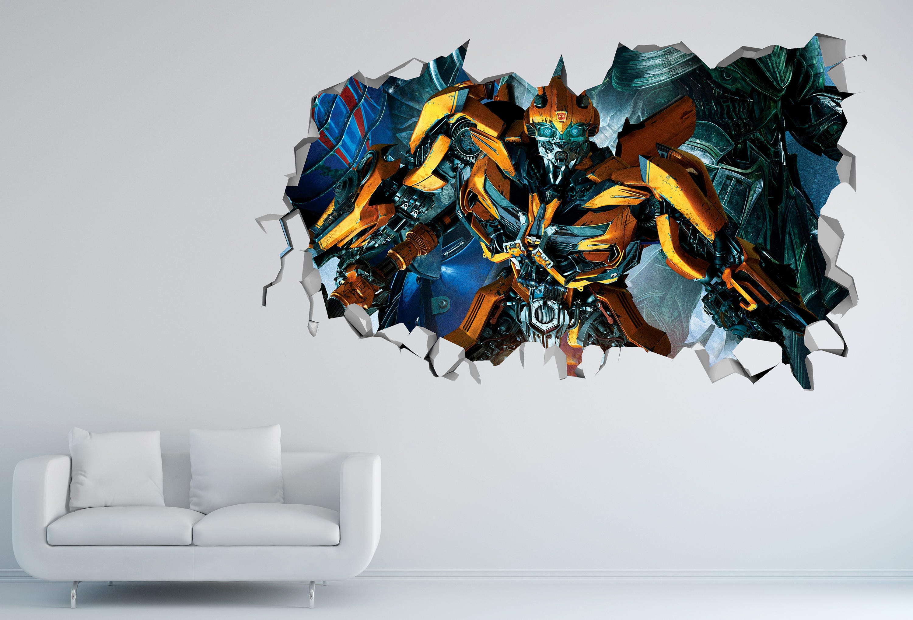 Transformers Bumblebee Smashed 3D Wall Decal Sticker Art Decor