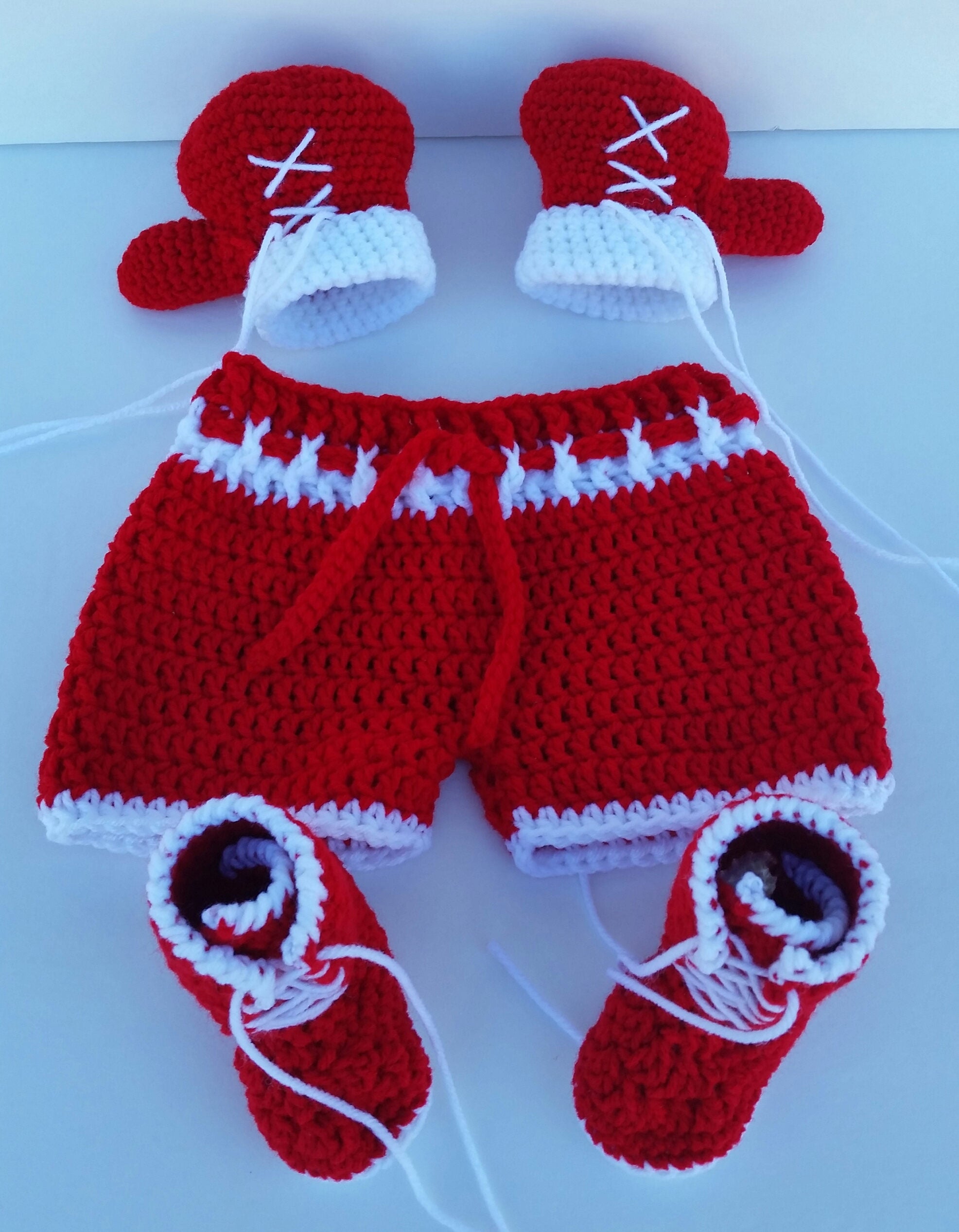 Baby Boxing Red and White Crochet Outfit/Baby Boxing Photo