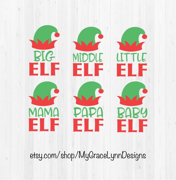 Download Elf Family Big Middle Little Mama Papa & Baby Elf SVG