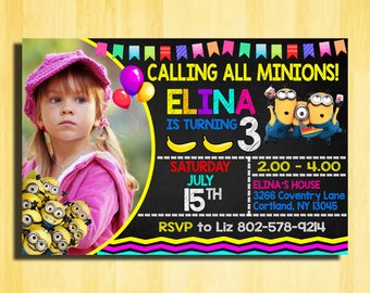 Minion Birthday Invitation, Minion Invitation, Minion Birthday Party, Minion Birthday, Minion Party, Minion Party Favors