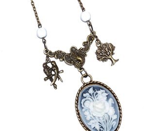 Flower Bouquet cameo necklace