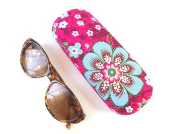 Hard-shell eyeglass case ' cherry blossom on pink '