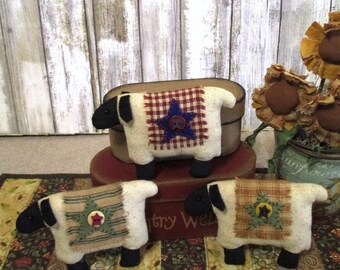 Primitive Country Sheep Ornament Bowl Filler Set of three