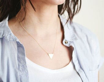 Minimalist Small Triangle Necklace - Brass | 14k Gold Filled | Sterling Silver