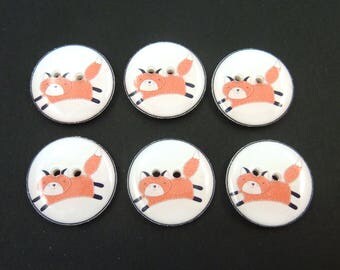 6 Handmade Buttons. Fox Buttons. 3/4" or 20 mm Handmade Buttons. Resin sewing buttons.